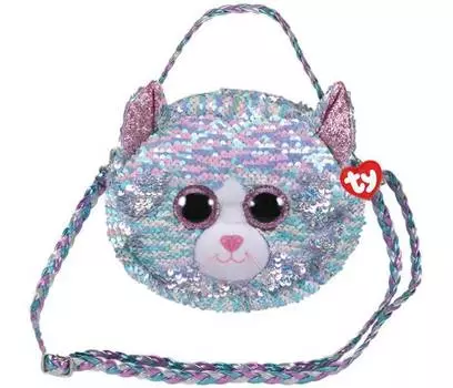 Сумочка с длинным ремешком, TY, Вимси кошка, с пайетками, голубой