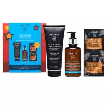 Apivita НАБОР ОЧИЩЕНИЕ ДЛЯ ЛИЦА (Блэк Детокс очищ.гель 150 мл+Увлаж.тоник 200мл+ Скраб с абрикосом 2х8мл)/21 (Apivita, Cleansing)
