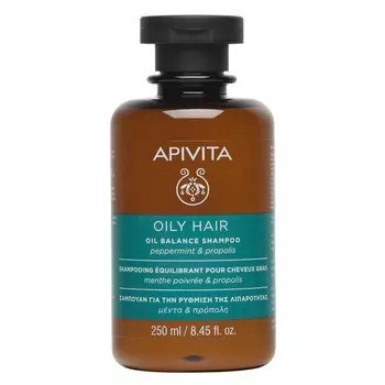 Apivita Шампунь балансирующий для жирных волос с мятой перечной и прополисом, 250 мл (Apivita, Hair)