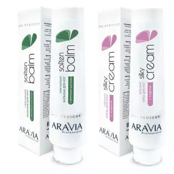 Aravia Professional Набор: Смягчающий бальзам для ног с эфирными маслами "Soft Balm", 100 мл + Шёлковый крем для ног с пудрой "Silky Cream", 100 мл (Aravia Professional)