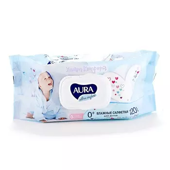 Aura Влажные салфетки для детей Ultra Comfort с экстрактом алоэ и витамином Е, 120 шт. (Aura, Влажные салфетки)