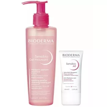 Bioderma Набор для базового ухода за чувствительной кожей (крем, 40 мл + гель, 200 мл) (Bioderma, Sensibio)