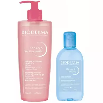 Bioderma Набор для очищения и увлажнения кожи (лосьон, 250 мл + гель, 500 мл) (Bioderma, Sensibio)