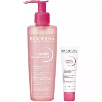 Bioderma Набор для ухода за чувствительной кожей (гель, 200 мл + крем, 40 мл) (Bioderma, Sensibio)