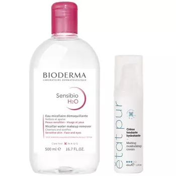 Bioderma Набор "Очищение и интенсивное увлажнение" для чувствительной, склонной к покраснениям и раздражениям кожи (Bioderma, Sensibio)