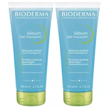 Bioderma Набор Себиум Очищающий гель для умывания жирной и проблемной кожи, 2х200 мл (Bioderma, Sebium)