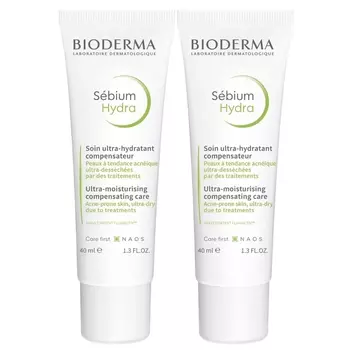 Bioderma Набор Увлажняющий крем для пересушенной кожи с воспалениями Себиум Гидра, 2х40 мл (Bioderma, Sebium)