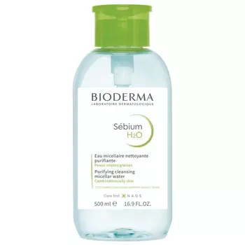 Bioderma Мицеллярная вода для жирной и проблемной кожи с помпой, 500 мл (Bioderma, Sebium)