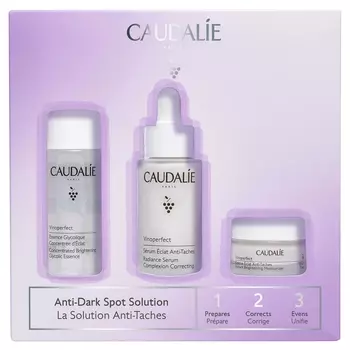 Caudalie Набор Vinoperfect 1,2,3 (сыворотка для сияния 30 мл + концентрированная эссенция 50 мл + дневной крем 15 мл) (Caudalie, Vinoperfect)