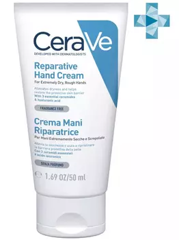 CeraVe Восстанавливающий увлажняющий крем для рук с церамидами для сухой и очень сухой кожи, 50 мл (CeraVe, Увлажнение кожи)