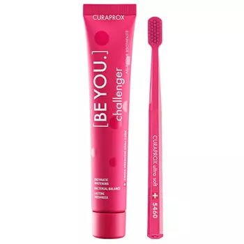 Curaprox Набор красный "Первооткрыватель": Зубная паста со вкусом Хурма-Можжевельник + Ультрамягкая зубная щётка CS5460 (Curaprox, Be You)