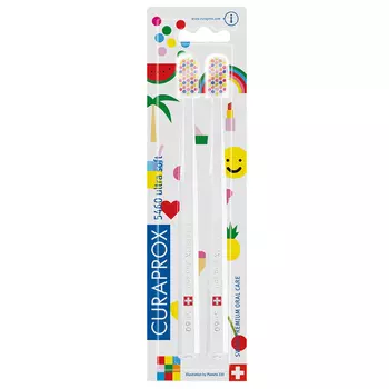 Curaprox Набор ультрамягких зубных щеток Duo Pop Art "Ultrasoft", диаметр 0,10 мм, 2 шт. (Curaprox, Мануальные зубные щетки)