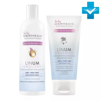 Dermedic Набор "С первых дней": очищающий гель, 200 мл + крем, 100 г (Dermedic, Linum Emollient Baby)