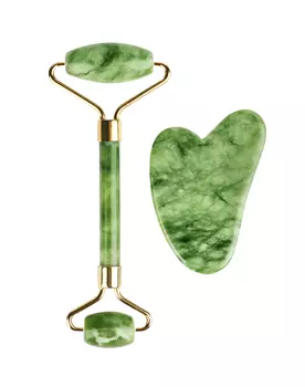 Gezatone AMG 331 Набор для массажа лица из натурального нефрита (роликовый массажер и кристалл Гуаша) (Gezatone, Массажеры для лица)