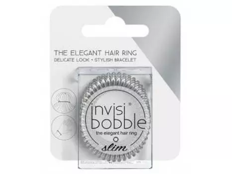 Invisibobble Резинка-браслет для волос Chrome Sweet Chrome, с подвесом, 3 шт (Invisibobble, Slim)