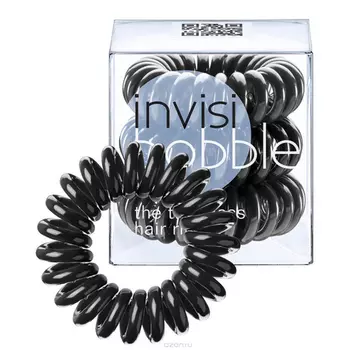Invisibobble Резинка-браслет для волос invisibobble ORIGINAL True Black (с подвесом) черный (Invisibobble, Original)