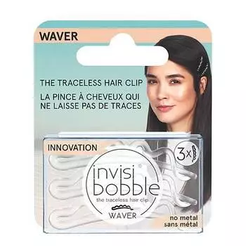 Invisibobble Заколка для волос Crystal Clear, с подвесом, 3 шт (Invisibobble, Waver)