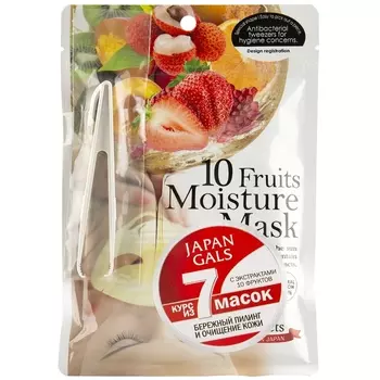 Japan Gals Маска с экстрактами 10 фруктов "Essential", 7 шт (Japan Gals, Pure5)