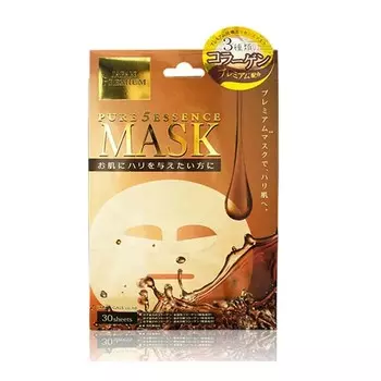 Japan Gals Маска для лица c тремя видами коллагена "Essence Premium", 30 шт (Japan Gals, Pure5)