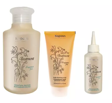 Kapous Professional Набор средств против выпадения волос (шампунь 250 мл + лосьон 100 мл + скраб 150 мл) (Kapous Professional, Fragrance free)