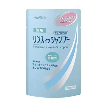 Kumano Cosmetics Шампунь слабокислотный против перхоти и зуда Pharmaact Cool Medicated Rinse in Shampoo сменный блок, 350 мл (Kumano Cosmetics, Шампуни для волос)