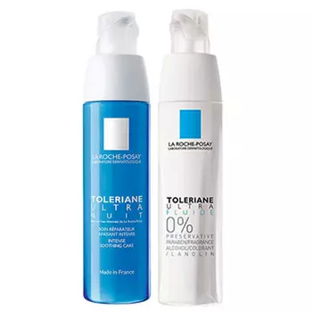 La Roche-Posay Набор для чувствительной кожи (Флюид Ultra, 40 мл + Ночной успокаивающий уход Ultra, 40 мл) (La Roche-Posay, Toleriane)