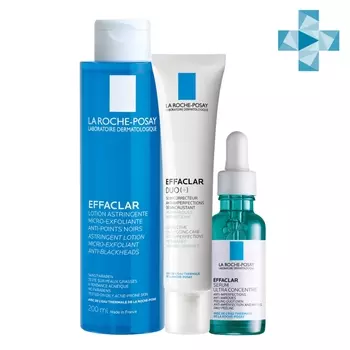 La Roche-Posay Набор для комплексного ухода за жирной проблемной кожей (корректирующий крем-гель DUO(+) 40 мл + ультра-концентрированная сыворотка 30 мл + лосьон для (La Roche-Posay, Effaclar)