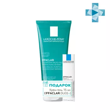 La Roche-Posay Набор для жирной, проблемной кожи, склонной к акне (микроотшелушивающий гель 200 мл + крем-гель Duo(+) 15 мл) (La Roche-Posay, Effaclar)