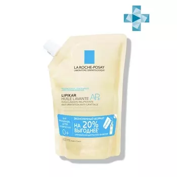 La Roche-Posay Смягчающее масло для ванны и душа для сухой и склонной к атопии кожи младенцев, детей и взрослых AP+, сменный блок, 400 мл (La Roche-Posay, Lipikar)