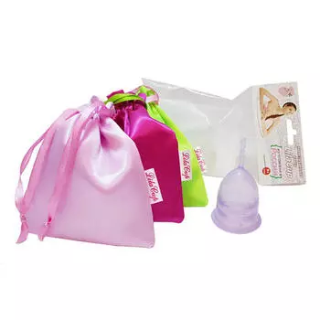 LilaCup Чаша менструальная "Практик" в атласном мешочке, сиреневая S (LilaCup, Практик в мешочке)