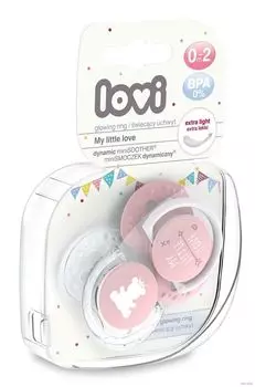 Lovi Пустышка динамическая силиконовая "My Little Love", для девочки 0-2 мес, 2 шт. (Lovi, Пустышки)