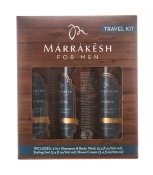 Marrakesh Дорожный набор для мужчин Travel Kit (шампунь 100 мл + крем для бритья 100 мл + гель для укладки 100 мл) (Marrakesh, For men)