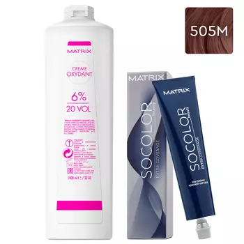 Matrix Набор Перманентный краситель Socolor beauty Extra.Coverage 505M, 90 мл + Оксидант 6%, 1000 мл (Matrix, Окрашивание)