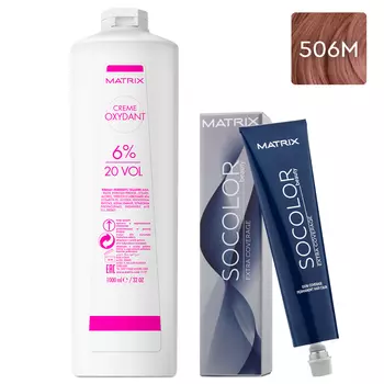 Matrix Набор Перманентный краситель Socolor beauty Extra.Coverage 506M, 90 мл + Оксидант 6%, 1000 мл (Matrix, Окрашивание)