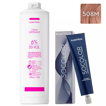 Matrix Набор Перманентный краситель Socolor beauty Extra.Coverage 508M, 90 мл + Оксидант 6%, 1000 мл (Matrix, Окрашивание)