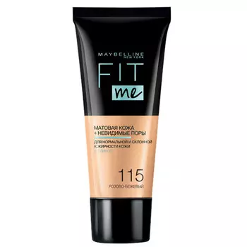 Maybelline Тональный крем для лица "Fit Me", матирующий, скрывающий поры, 30 мл - 115 розово-бежевый (Maybelline, )