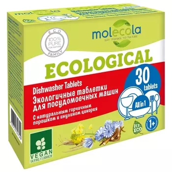 Molecola Экологичные таблетки для посудомоечной машины, 30 шт (Molecola, Для мытья посуды)