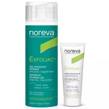 Noreva Набор "Очищение и восстановление" (крем, 40 мл + гель, 200 мл) (Noreva, Exfoliac)