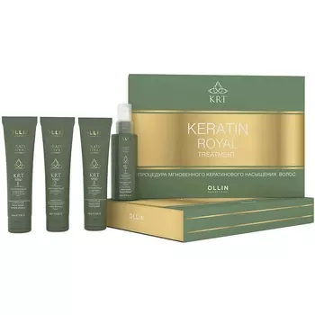 Ollin Professional Набор "Keratine Royal Treatment", шампунь 100 мл + бальзам 100 мл + сыворотка 100 мл + блеск 100 мл (Ollin Professional, Уход за волосами)