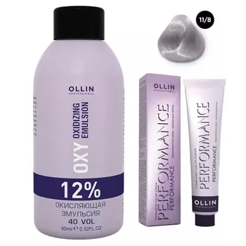 Ollin Professional Набор "Перманентная крем-краска для волос Ollin Color оттенок 11/8 специальный блондин жемчужный 60 мл + Окисляющая эмульсия Oxy 12% 90 мл" (Ollin Professional, Окрашивание волос)