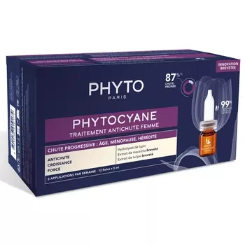 Phytosolba Сыворотка против выпадения волос для женщин, 12 флаконов х 5 мл (Phytosolba, Phytocyane)