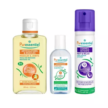 Puressentiel Набор: массажное масло 100 мл + спрей 75 мл + очищающий гель 80 мл (Puressentiel, )