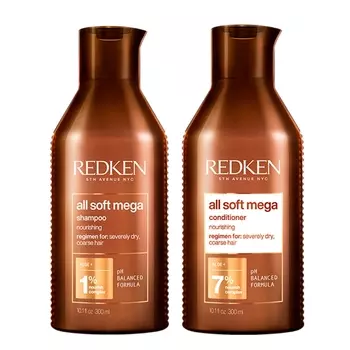Redken Набор All Soft Mega для очень сухих и ломких волос (Шампунь, 300 мл + Кондиционер, 300 мл) (Redken, Уход за волосами)