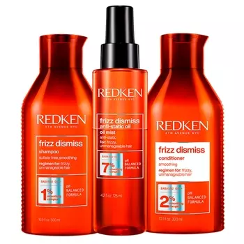 Redken Набор Frizz Dismiss для дисциплины непослушных волос (Шампунь, 300 мл + Кондиционер, 300 мл + Масло-спрей, 125 мл) (Redken, Уход за волосами)