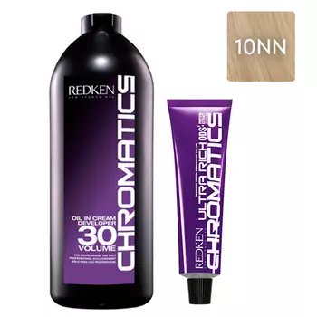 Redken Набор Перманентный краситель Chromatics Ultra Rich в оттенке 10NN, 60 мл + Проявитель крем-масло Chromatics 30 Vol [9%], 1000 мл (Redken, Окрашивание)