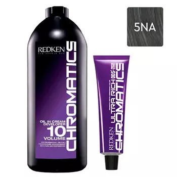 Redken Набор Перманентный краситель Chromatics Ultra Rich в оттенке 5NA, 60 мл + Проявитель крем-масло Chromatics 10 Vol [3%], 1000 мл (Redken, Окрашивание)