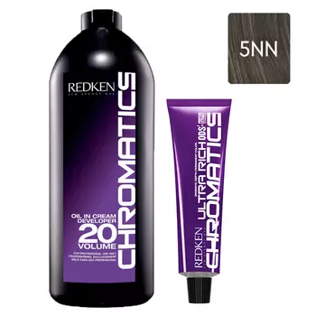 Redken Набор Перманентный краситель Chromatics Ultra Rich в оттенке 5NN, 60 мл + Проявитель крем-масло Chromatics 20 Vol [6%], 1000 мл (Redken, Окрашивание)