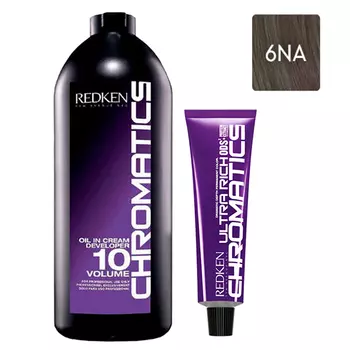 Redken Набор Перманентный краситель Chromatics Ultra Rich в оттенке 6NA, 60 мл + Проявитель крем-масло Chromatics 10 Vol [3%], 1000 мл (Redken, Окрашивание)