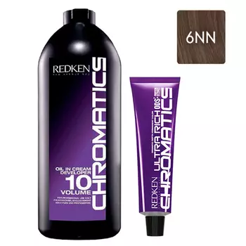 Redken Набор Перманентный краситель Chromatics Ultra Rich в оттенке 6NN, 60 мл + Проявитель крем-масло Chromatics 10 Vol [3%], 1000 мл (Redken, Окрашивание)