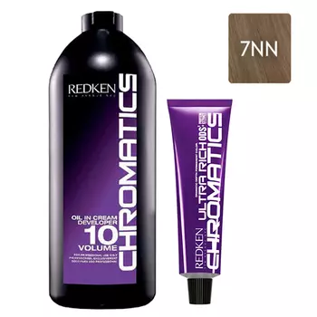Redken Набор Перманентный краситель Chromatics Ultra Rich в оттенке 7NN, 60 мл + Проявитель крем-масло Chromatics 10 Vol [3%], 1000 мл (Redken, Окрашивание)
